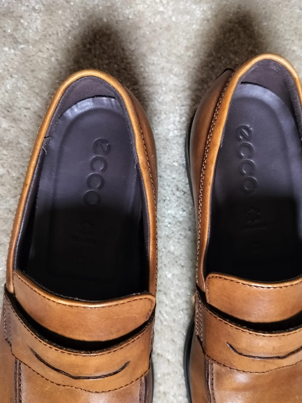 Ecco Men's Tan Brown Leather Penny Loafers